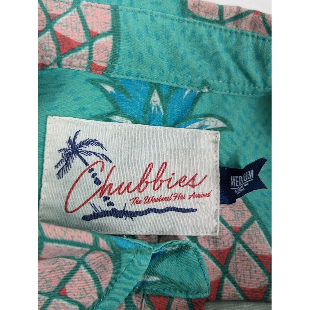 Chubbies Polo Shirt Golf 1/4 Button Mens Medium Pineapple Stretch Wicking - Picture 7 of 9